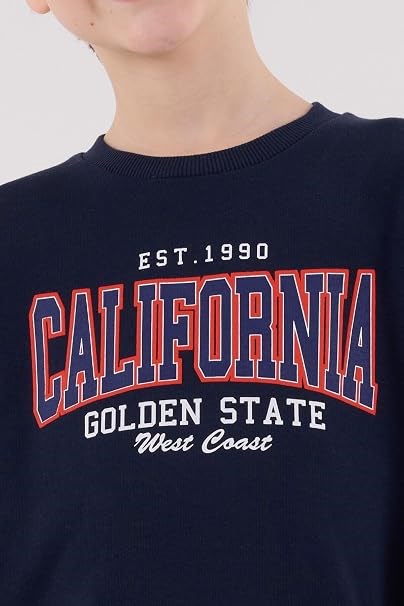 Rolypoly Erkek Çocuk California Baskılı İki İplik Sweatshirt Eşofman Takımı 2-8 Yaş LACİVERT