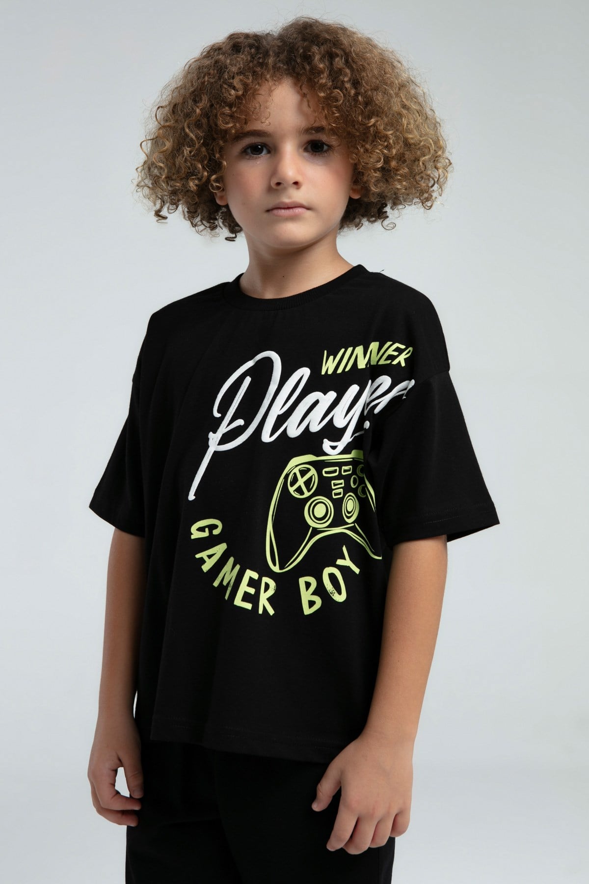 Rolypoly Erkek Çocuk Gamer Boy Baskı Takım 2-8 Yaş SİYAH