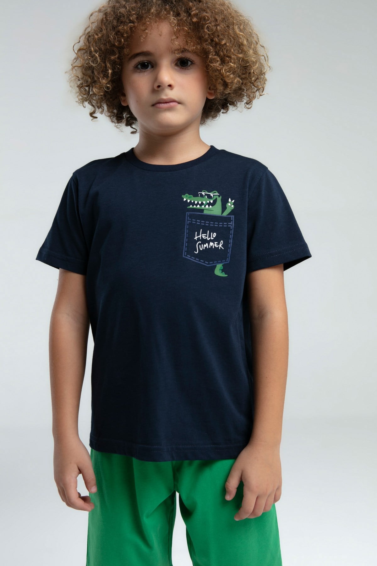 Rolypoly Erkek Çocuk Hello Summer Baskı Şortlu Takım 2-8 Yaş LACİVERT