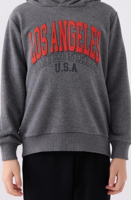 Rolypoly Erkek Çocuk Kapşonlu Los Angeles Baskı Şarodnlu Takım 2-8 Yaş ANTRASİT MELANJ