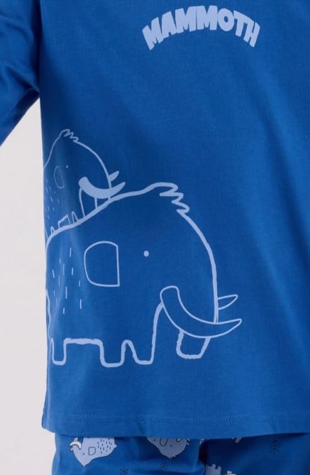 RolyPoly Erkek Çocuk Mamut Baskılı Uzun Kollu Pamuklu Pijama Takımı 2-8 Yaş COBALT