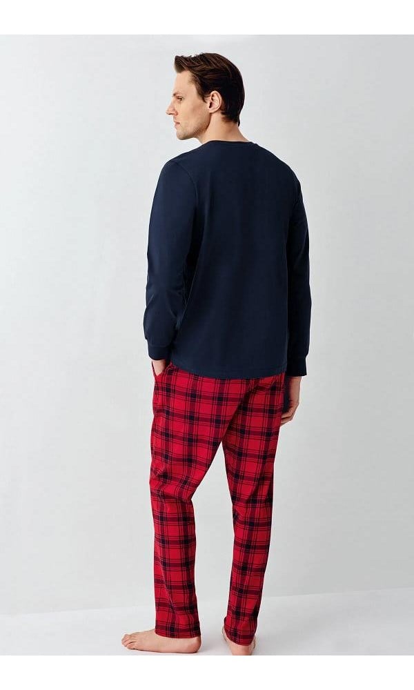 RolyPoly Erkek Uzun Kollu Kırmızı Kareli Pijama Takımı S-XXL LACİVERT