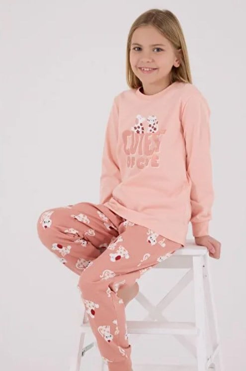 Rolypoly Kız Çocuk Cutest Baskı Pijama  Takımı  2-8  Yaş AÇIK SOMON