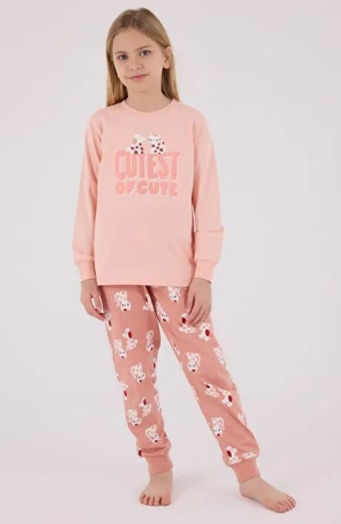 Rolypoly Kız Çocuk Cutest Baskı Pijama  Takımı  2-8  Yaş AÇIK SOMON