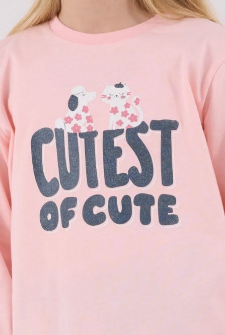 Rolypoly Kız Çocuk Cutest Baskı Pijama  Takımı  2-8  Yaş AÇIK PEMBE