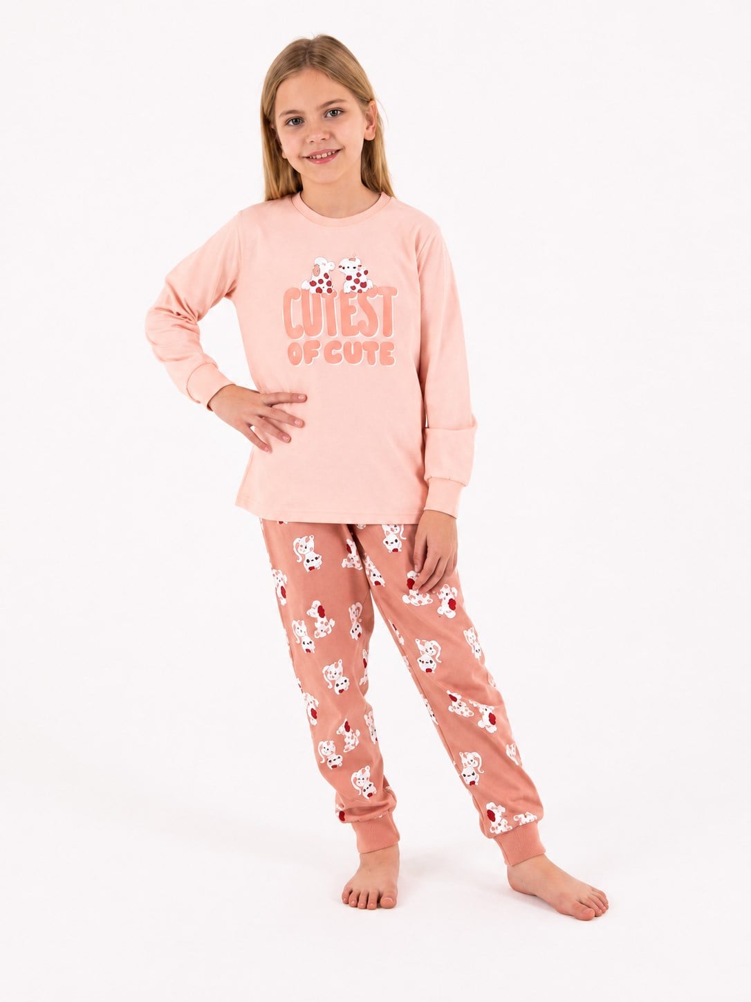 Rolypoly Kız Çocuk Cutest Baskı Pijama  Takımı  2-8  Yaş AÇIK SOMON