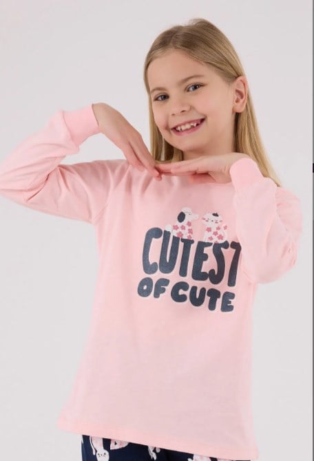 Rolypoly Kız Çocuk Cutest Baskı Pijama  Takımı  2-8  Yaş AÇIK PEMBE