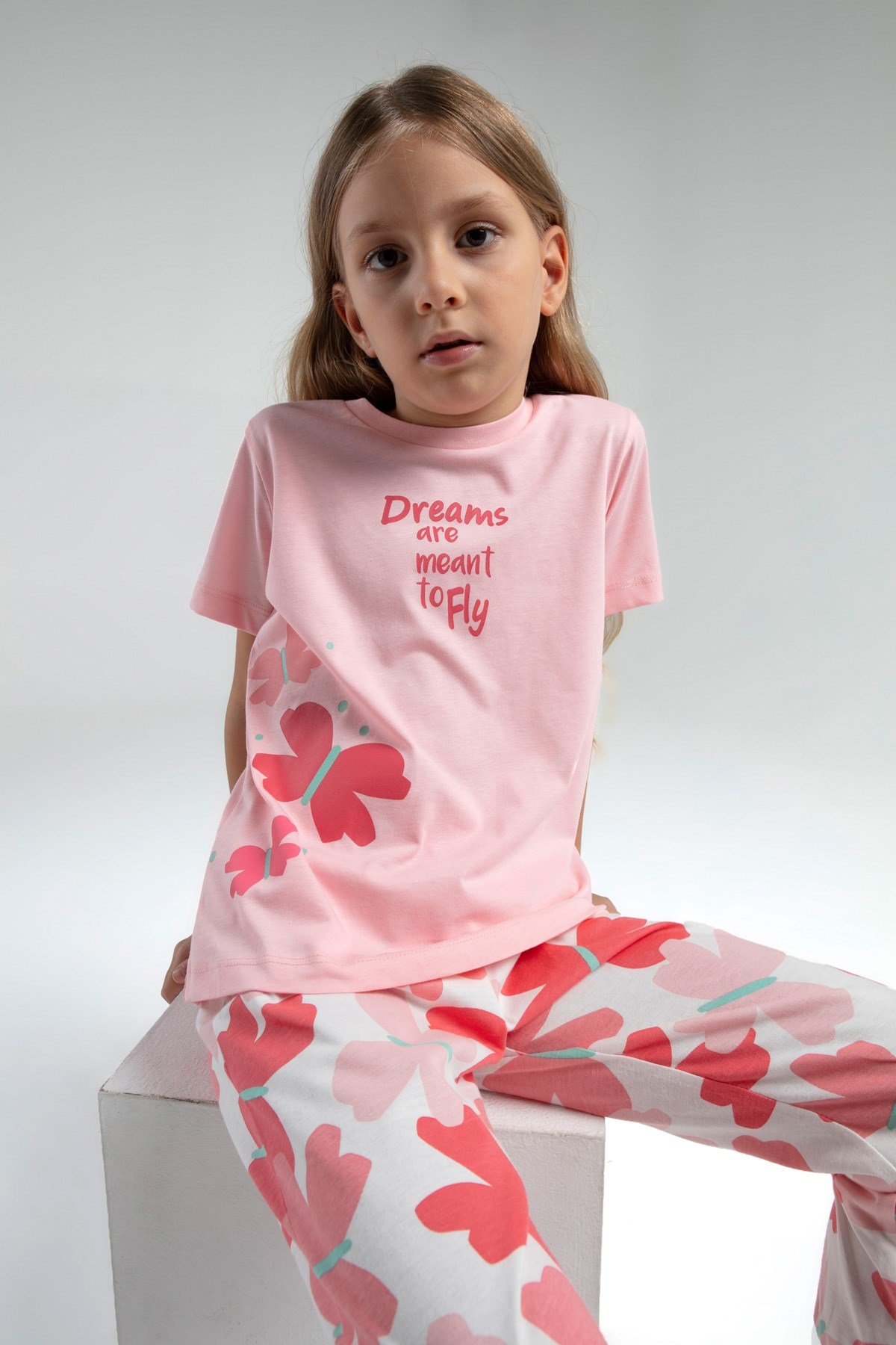 Rolypoly Kız Çocuk Dream To Fly Baskı Pijama  Takımı  8-15  Yaş SOMON