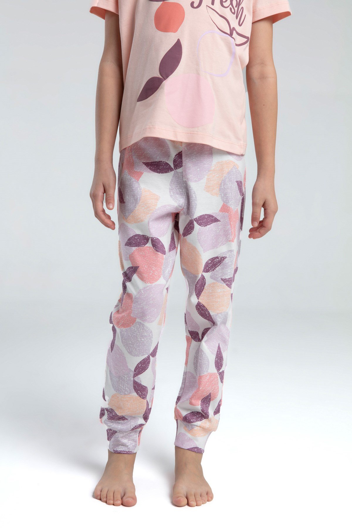 Rolypoly Kız Çocuk Fresh Çiçek Baskı Pijama Takımı 8-15  Yaş AÇIK SOMON