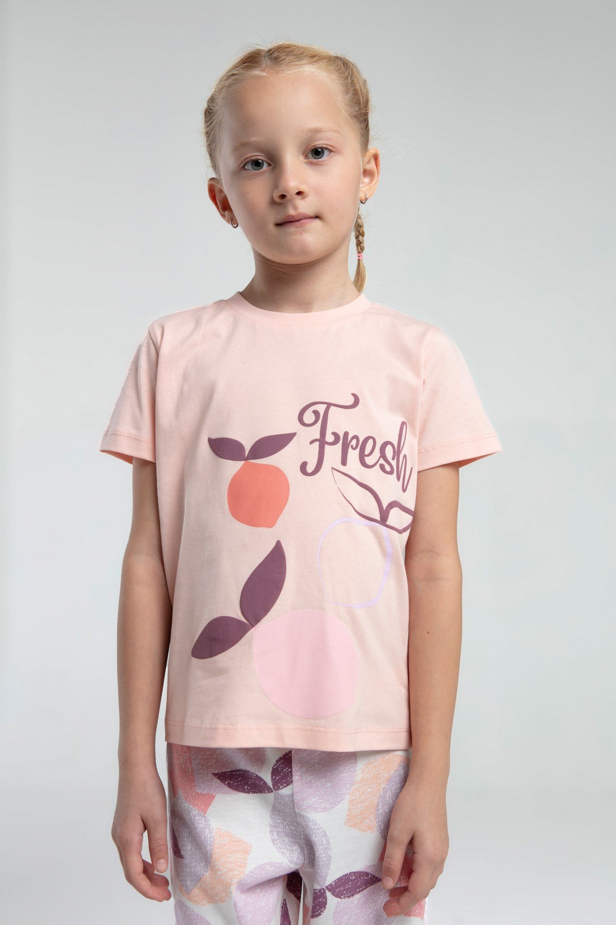 Rolypoly Kız Çocuk Fresh Çiçek Baskı Pijama Takımı 8-15  Yaş AÇIK SOMON