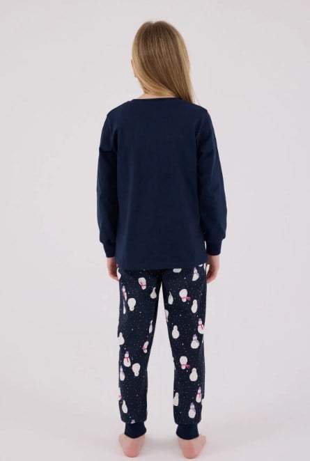 Rolypoly Kız Çocuk Kardan Adam Baskı Pijama  Takımı  2-8  Yaş LACİVERT