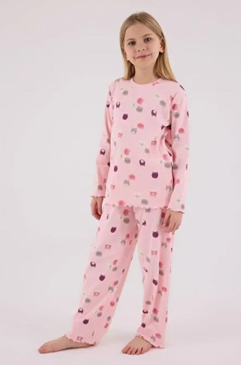 Rolypoly Kız Çocuk Kedi Baskı Fitilli  Takım 2-8  Yaş AÇIK PEMBE