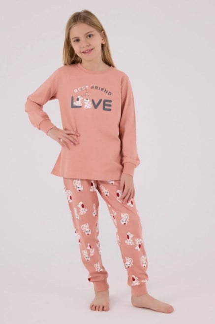 Rolypoly Kız Çocuk Live Kedi Baskı Pijama Takımı  2-8  Yaş PEMBE