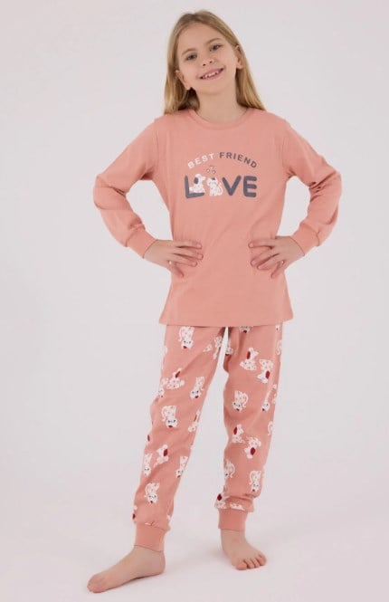 Rolypoly Kız Çocuk Live Kedi Baskı Pijama Takımı  2-8  Yaş PEMBE