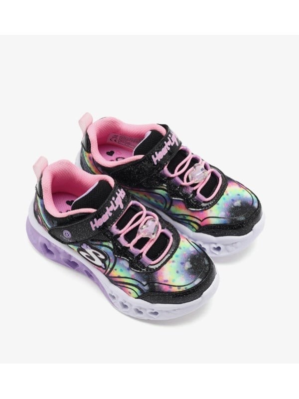 Skechers Kız Çocuk Kalp Taban Işıklı Spor Ayakkabı SİYAH - PEMBE