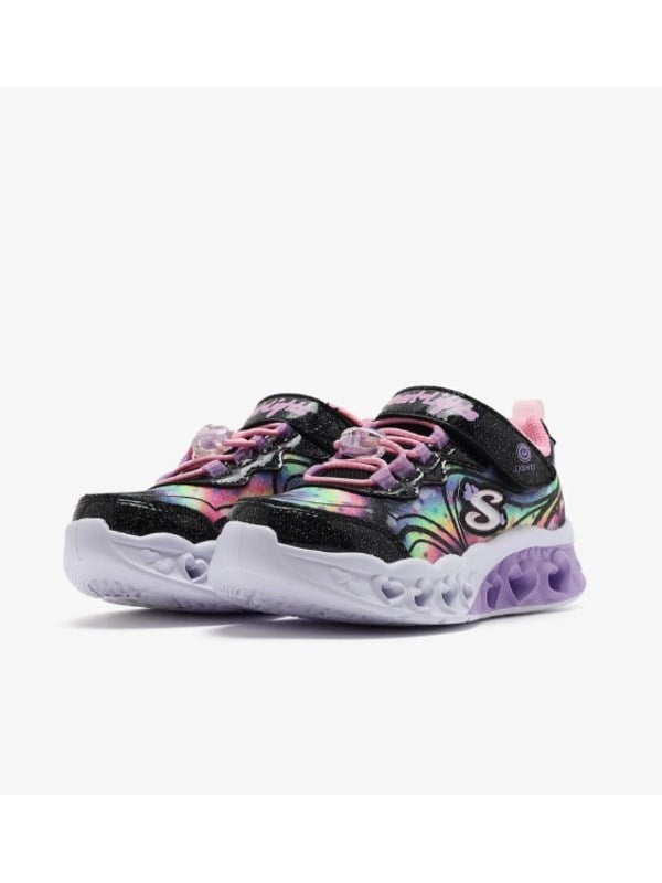 Skechers Kız Çocuk Kalp Taban Işıklı Spor Ayakkabı SİYAH - PEMBE