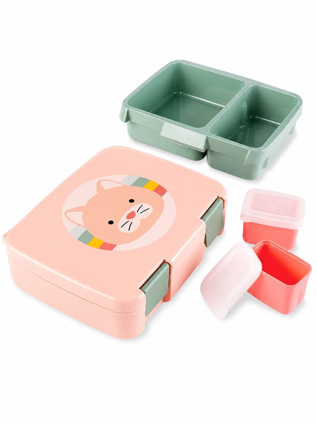 Skip Hop Zoo Kedi Figürlü Bölmeli Çocuk Beslenme Kutusu ÇOK RENKLİ