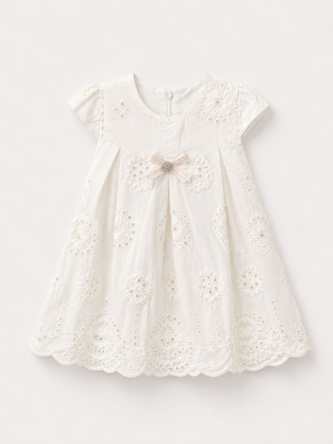 Sweetme Kız Bebek Ajurlu Elbise 9 Ay 2 Yaş KREM