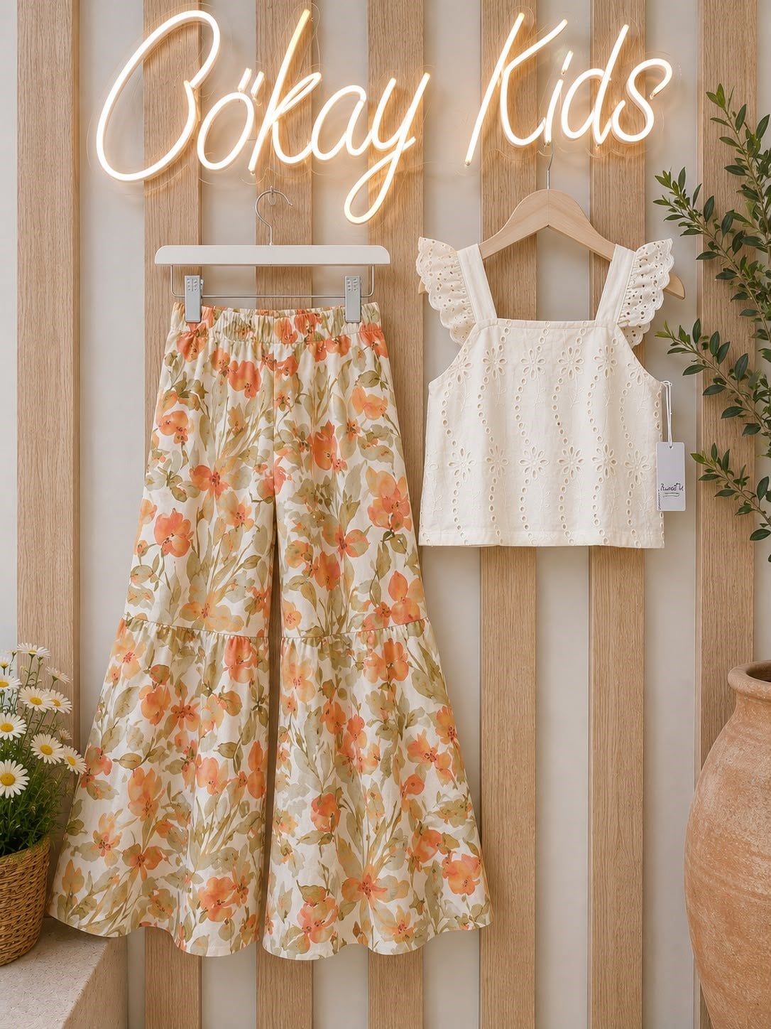 Sweetme Kız Çocuk Ajur Detaylı Pantolonlu Takım 6- 9 Yaş HAKİ