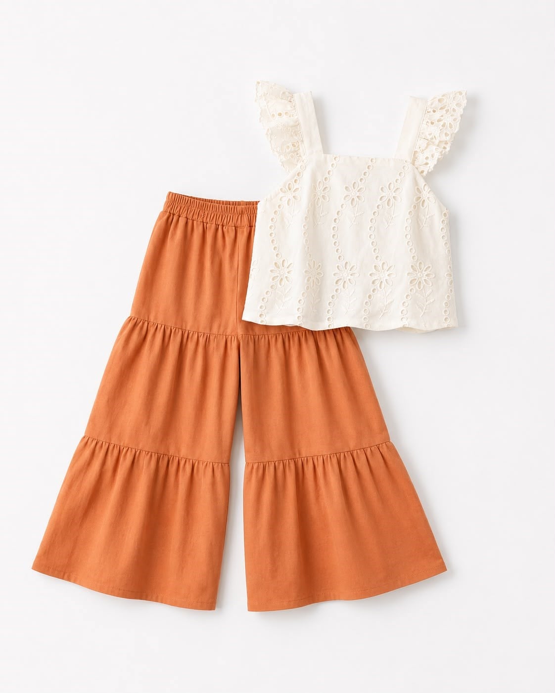Sweetme Kız Çocuk Ajur Detaylı Pantolonlu Takım 6- 9 Yaş TURUNCU