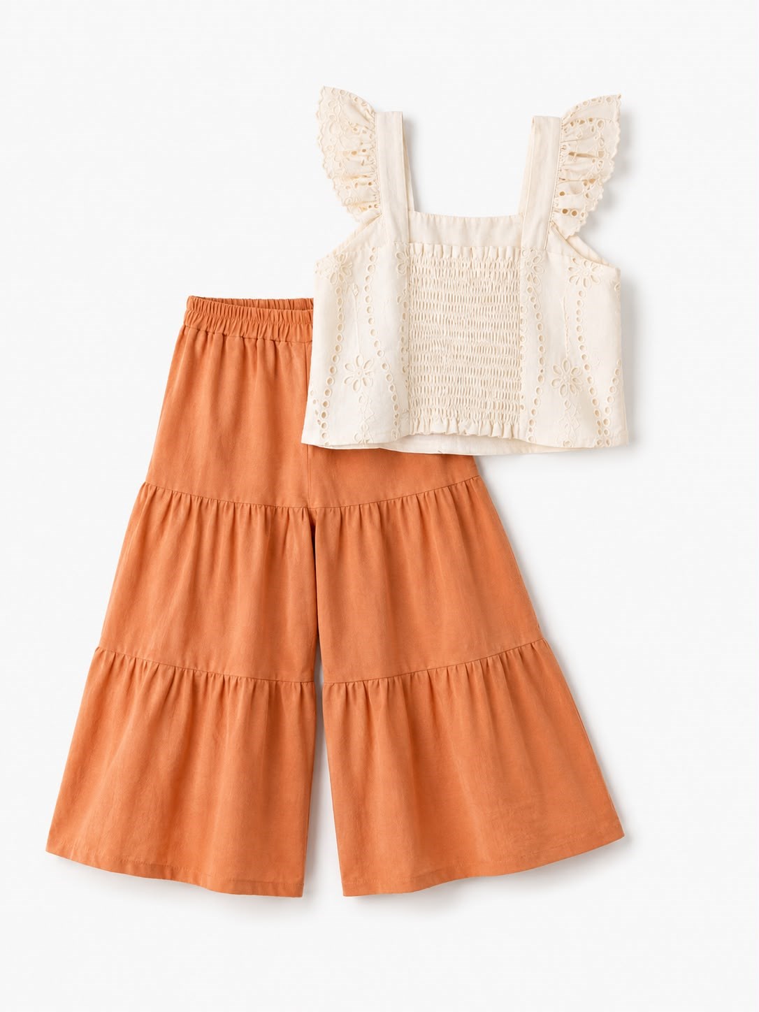 Sweetme Kız Çocuk Ajur Detaylı Pantolonlu Takım 6- 9 Yaş TURUNCU