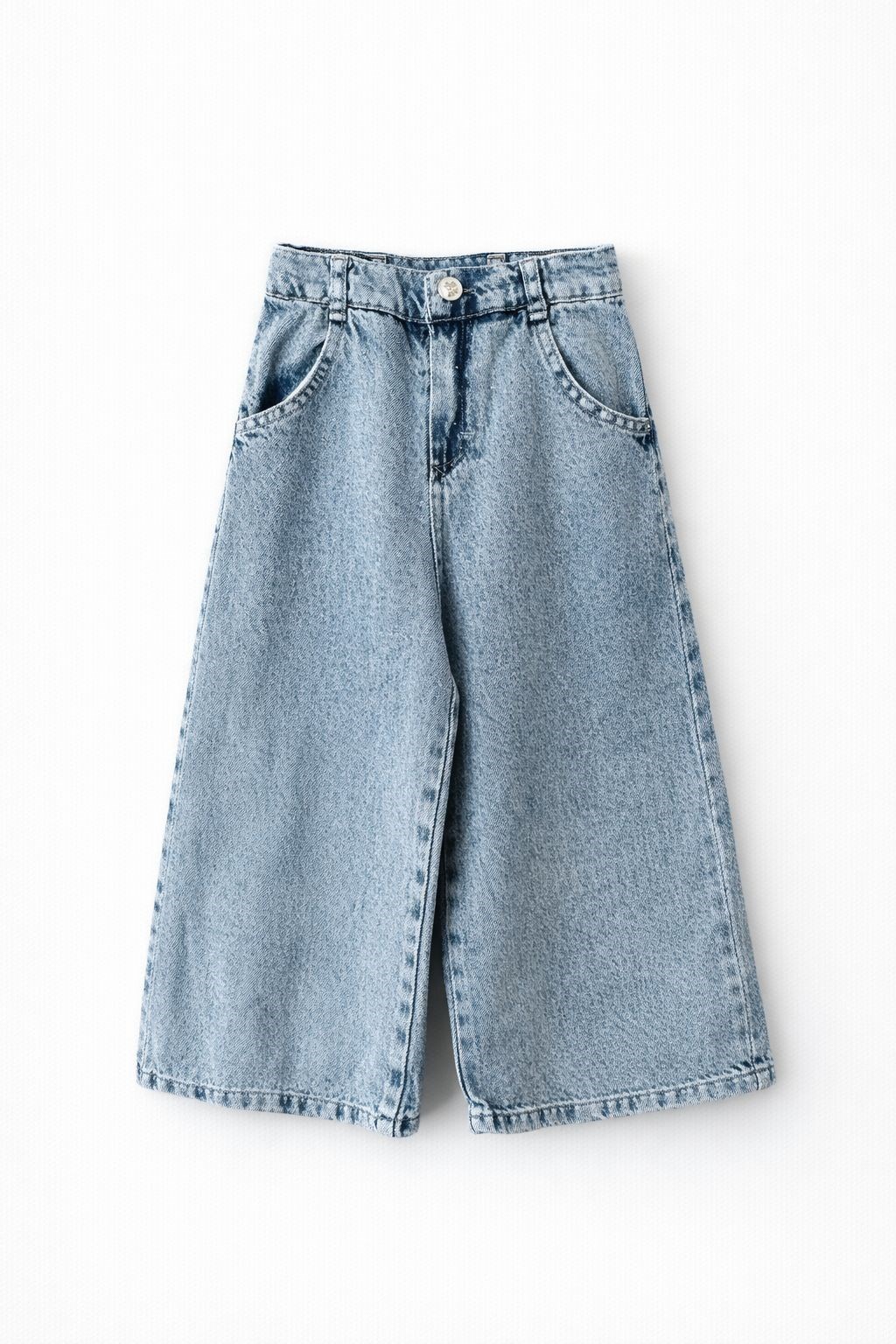 Sweetme Kız Çocuk Bol Paça Düğme Detaylı Pantolon 1-5 Yaş MAVİ