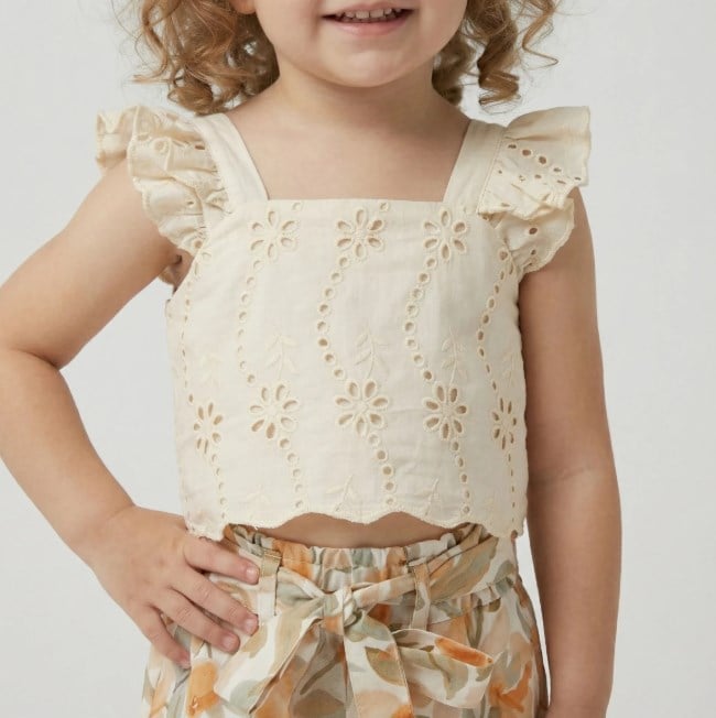 Sweetme Kız Çocuk Fırfır Bluz Pantolon Takım 2-5 Yaş HAKİ