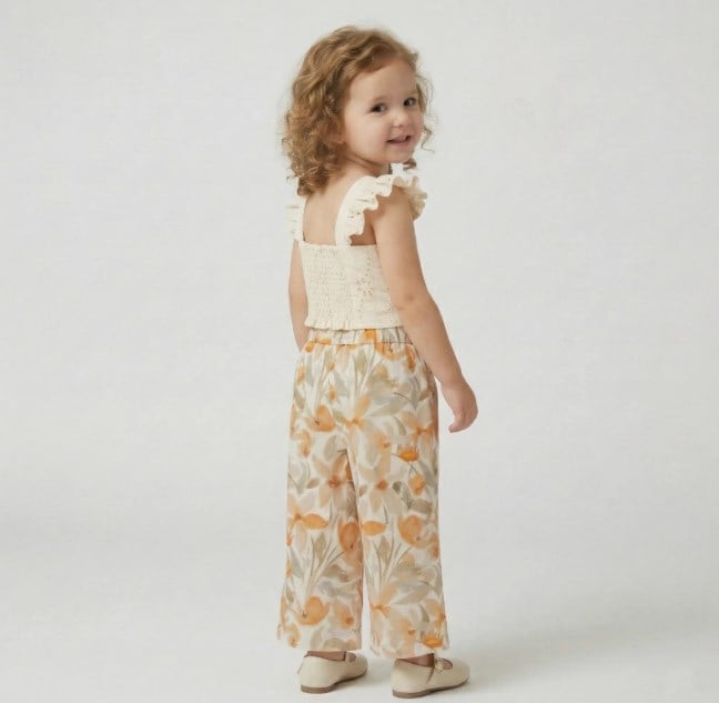 Sweetme Kız Çocuk Fırfır Bluz Pantolon Takım 2-5 Yaş HAKİ