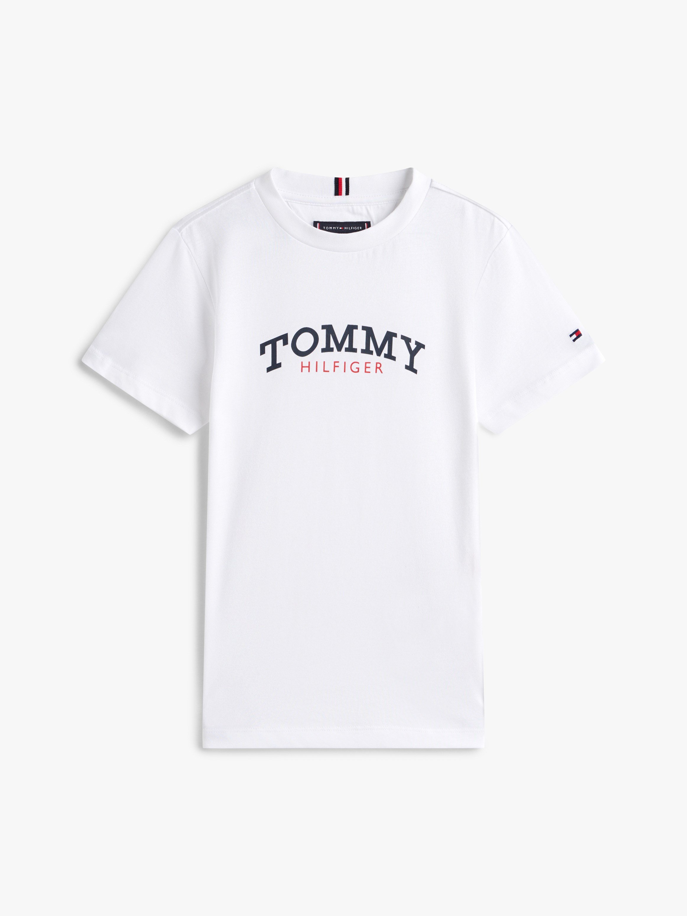 Tommy Hilfiger Çocuk  Bisiklet Yaka Logo Baskılı Tişört 4-16 Yaş BEYAZ