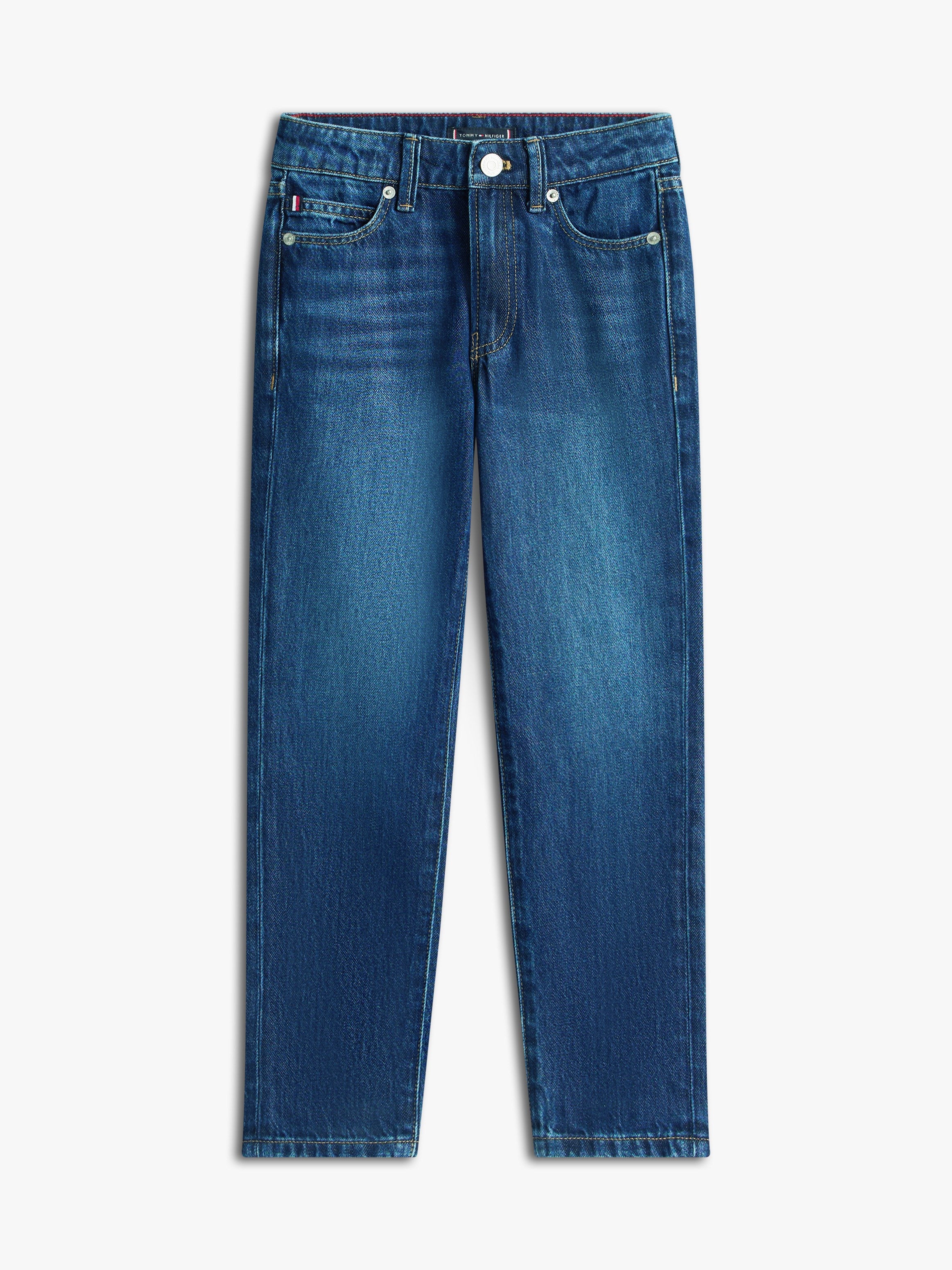 Tommy Hilfiger Erkek Çocuk Koyu Mavi Düz Paça Jean Pantolon 10-16 Yaş KOYU MAVİ
