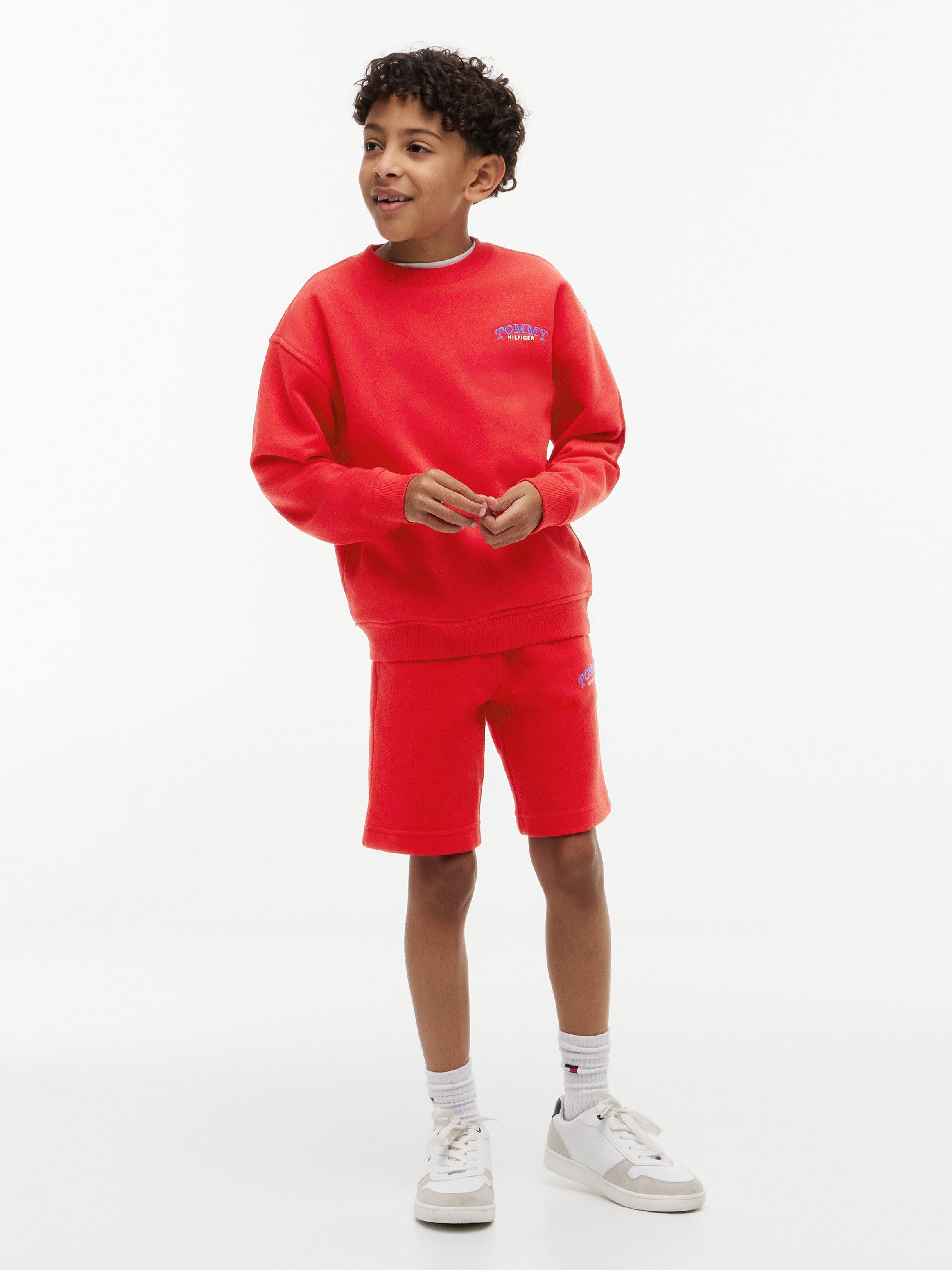 Tommy Hilfiger Erkek Çocuk Logo Baskılı Sweat Şort 6-16 Yaş KIRMIZI