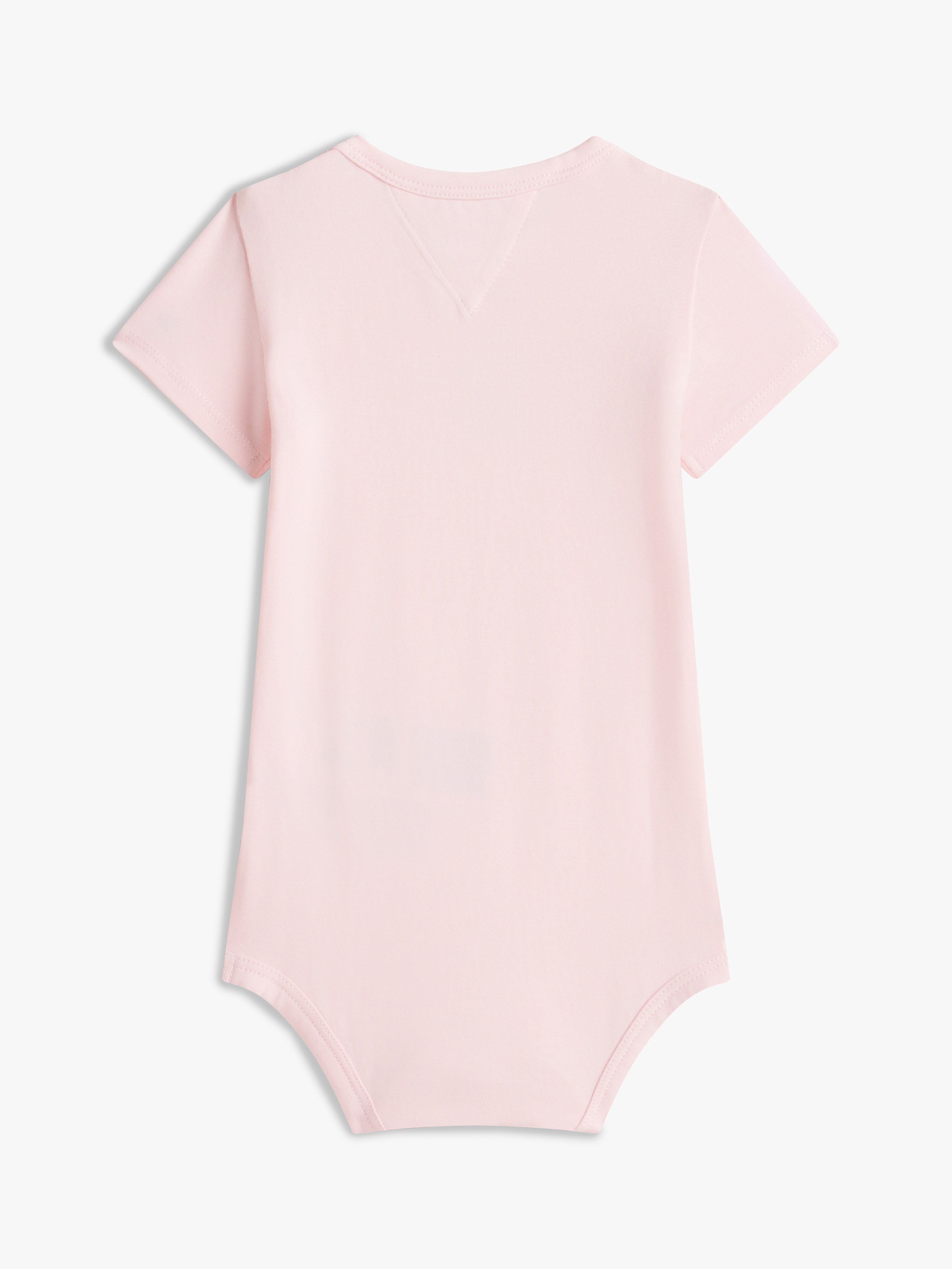 Tommy Hilfiger Kız Bebek Pembe Logolu Kısa Kollu Çıtçıtlı Body Zıbın 0-24 Ay PEMBE