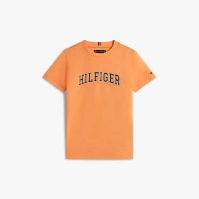 Tommy Hilfiger Kız Çocuk Varsity Logo Baskılı Kısa Kollu Tişört 4-16 Yaş TURUNCU