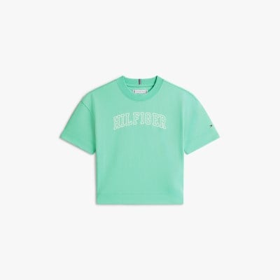 Tommy Hilfiger Kız Çocuk Varsity Logo Baskılı Kısa Kollu Tişört 4-16 Yaş YEŞİL