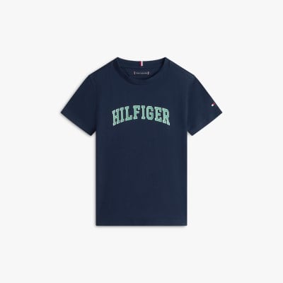 Tommy Hilfiger Kız Çocuk Varsity Logo Baskılı Kısa Kollu Tişört 4-16 Yaş LACİVERT