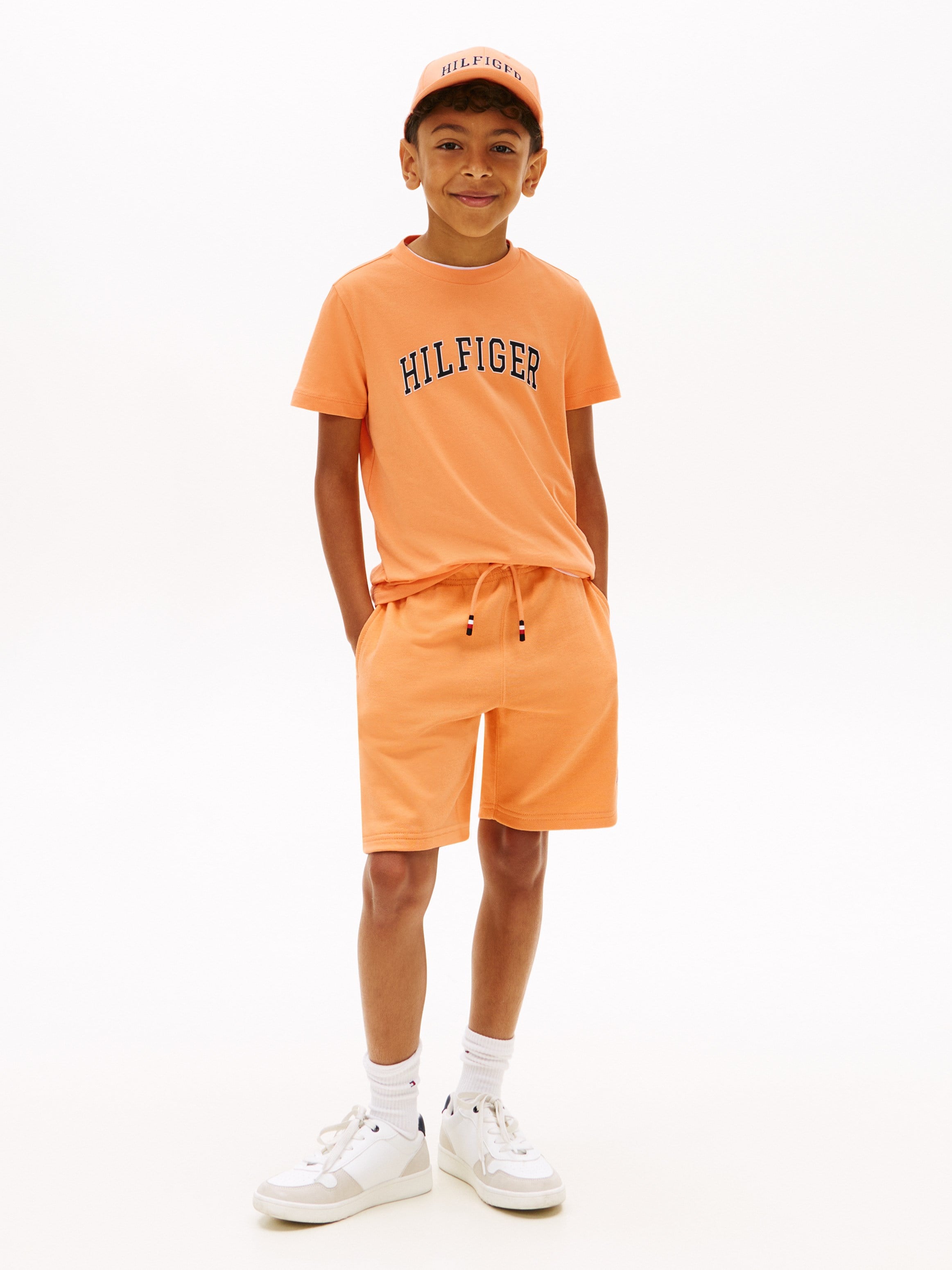 Tommy Hilfiger Kız Çocuk Varsity Logo Baskılı Kısa Kollu Tişört 4-16 Yaş TURUNCU