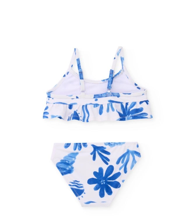 Tuc Tuc Kız Çocuk Baskılı Bikini Takımı 2-8 Yaş MAVİ- BEYAZ