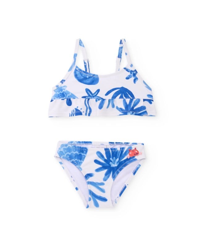 Tuc Tuc Kız Çocuk Baskılı Bikini Takımı 2-8 Yaş MAVİ- BEYAZ