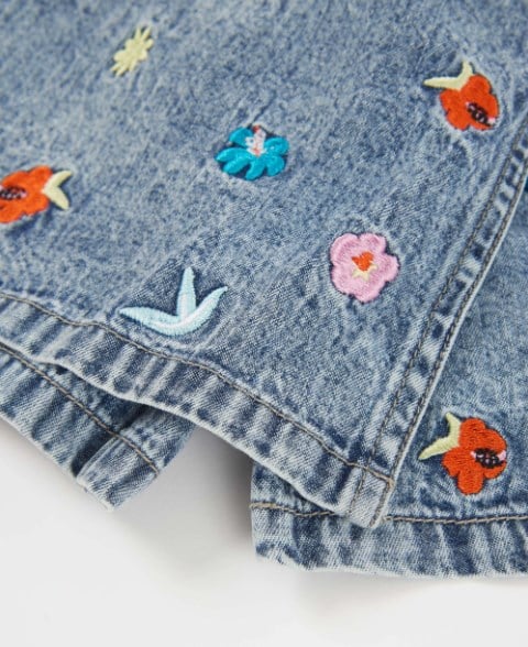 Tuc Tuc Kız Çocuk Figür Nakışlı Mavi Denim Şort Etek 2-8 Yaş MAVİ