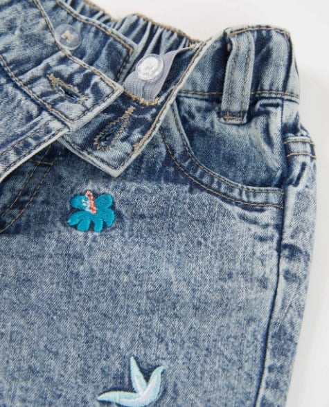 Tuc Tuc Kız Çocuk Figür Nakışlı Mavi Denim Şort Etek 2-8 Yaş MAVİ