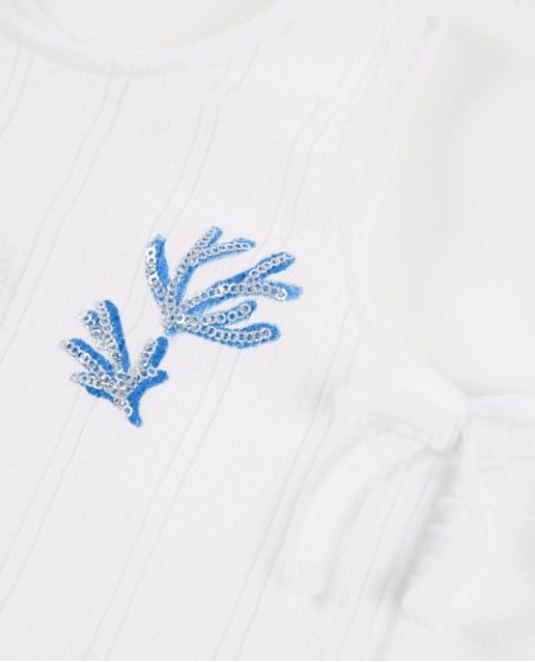 Tuc Tuc Kız Çocuk Fiyonk Detaylı Tişört  2-8 Yaş BEYAZ