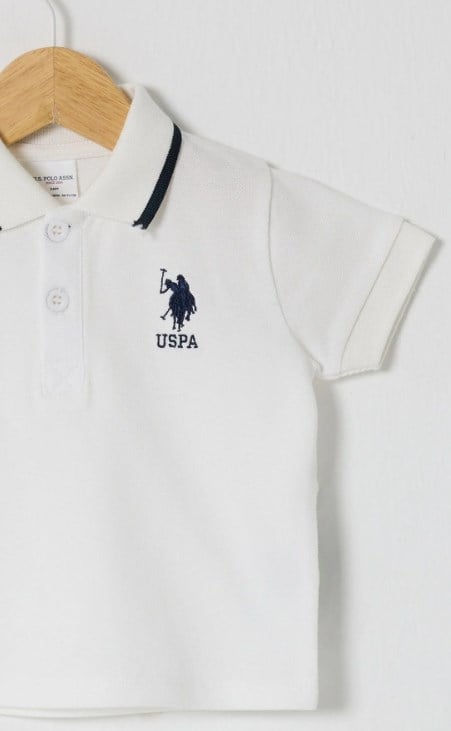 U.s Polo Assn Kısa Kollu Polo Yaka Logo Detaylı Tişört 1-3 Yaş BEYAZ