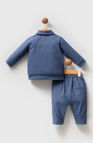 U.s Polo Assn Erkek Bebek Cepli Ceket Tasarımı 3 'Lü Takım 6-36 Ay MAVİ
