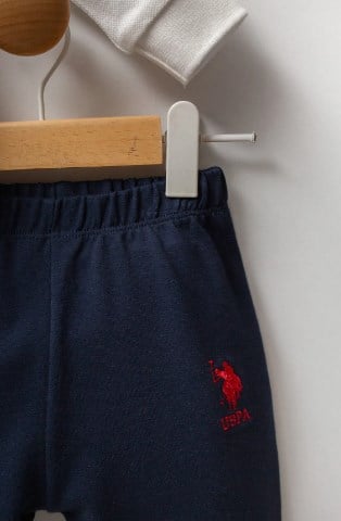 U.s Polo Assn Erkek Bebek Düğmeli Yaka Lastikli Alt 2'Li Takım 1-3 Yaş BEYAZ