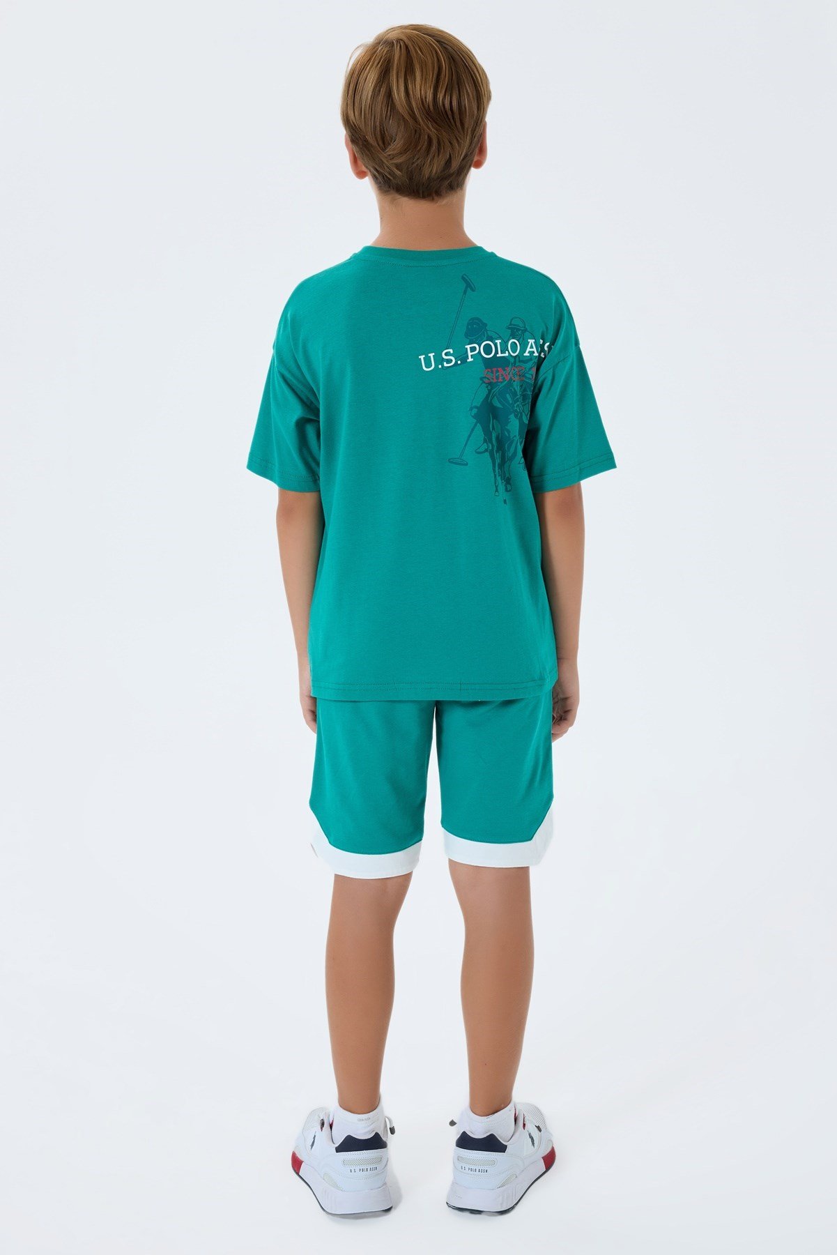 U.s Polo Assn Erkek Çocuk Kısa Kollu Logo Detaylı Bermuda Takım 4-8 Yaş ORMAN YEŞİLİ