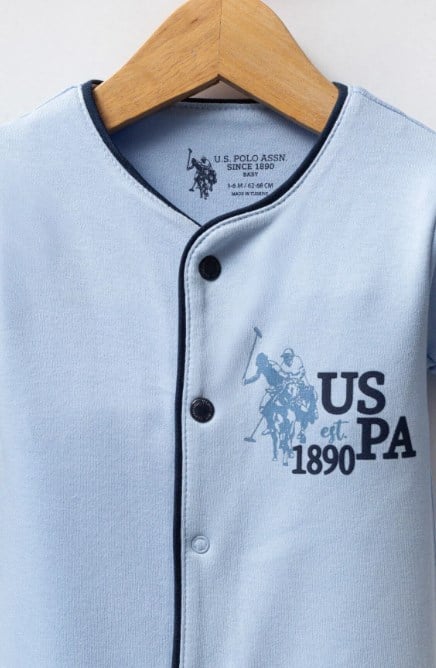 U.s Polo Assn Erkek Bebek Ön Çıtçıtlı Nefes Alabilen Kumaş Tulum 0-9 Ay MAVİ