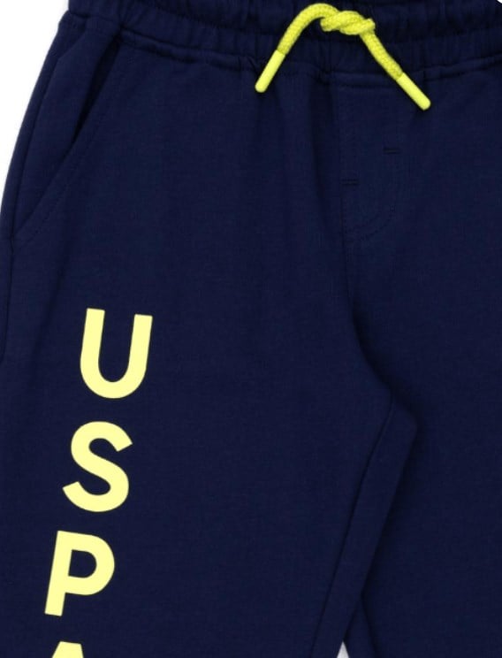 U.s Polo Assn Erkek Çocuk Lastikli Bel Yazı Baskılı Pantolon 3-14 Yaş LACİVERT