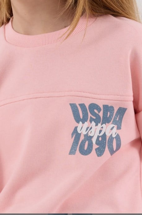 U.s Polo Assn Kız Çocuk Uzun kollu  Uspa Baskılı 2 'Li Takım 4-8 Yaş AÇIK PEMBE