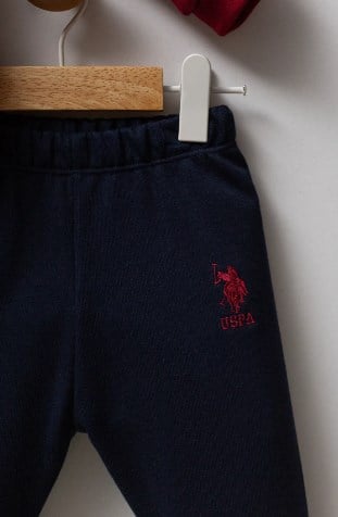 U.s Polo Erkek Bebek Uzun Kollu Üst Ve Lastikli Pantolon 2'li Takım 6-36 Ay LACİVERT