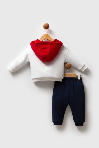 U.s Polo Assn Erkek Bebek Uspa Yazı Detaylı Kapüşonlu 2'Li Takım 6-36 Ay BEYAZ
